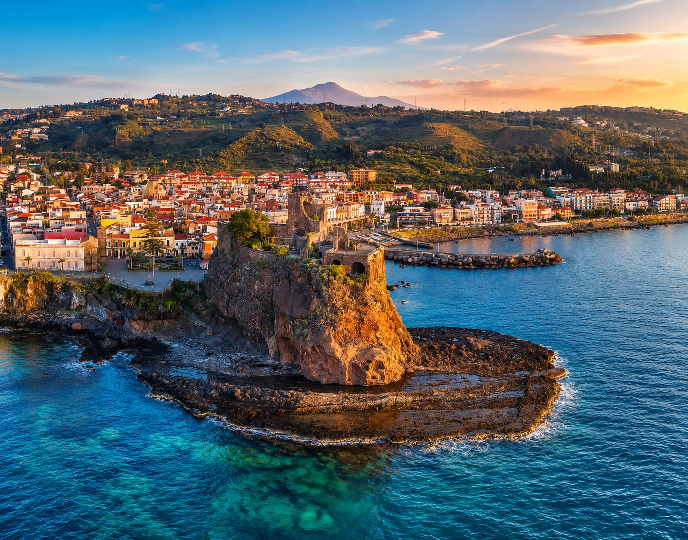 Aci Castello: il borgo, il castello normanno e il mare sulla lava